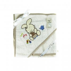 Детский набор махровое полотенце уголок и мочалка FANNY BUNNY (беж) 80х80 см