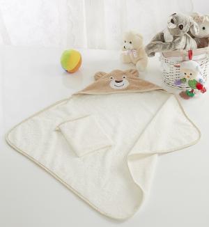 Детский набор махровое полотенце уголок и мочалка FANNY (беж) 80х80 см