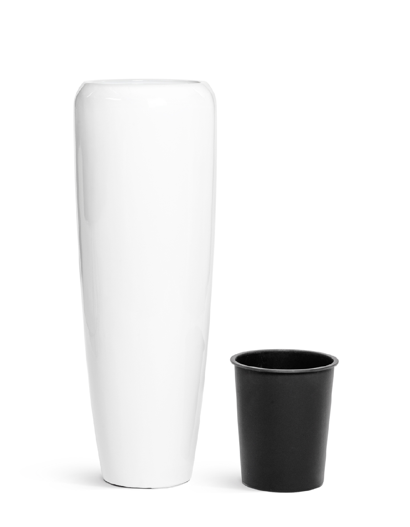 Кашпо TREEZ Effectory Gloss Высокий конус Design Белый глянцевый лак в-75 см, д-34 см 1/1 41.3320-05-036-WH-075