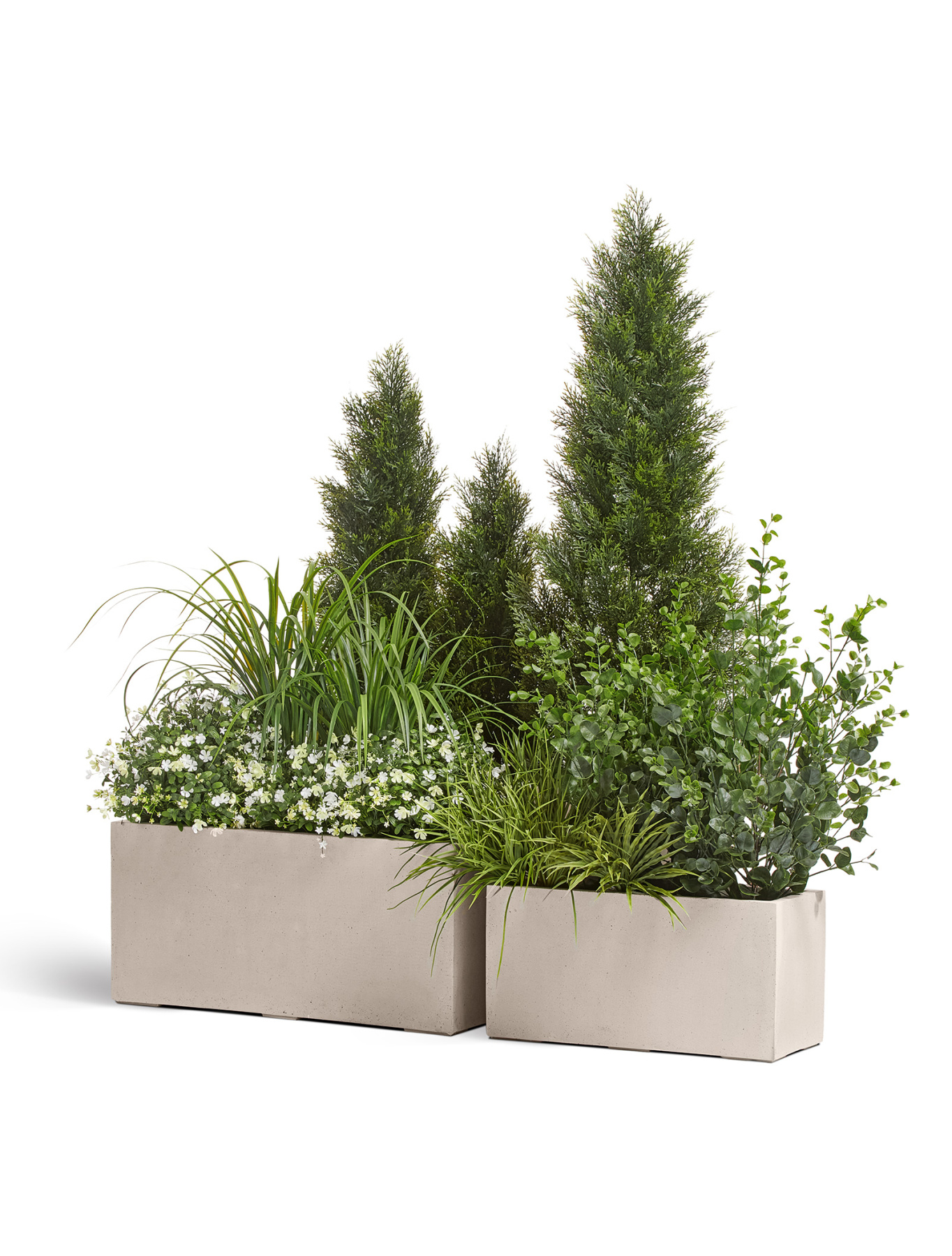 Кашпо TREEZ Effectory Beton Низкий прямоугольник Белый песок д-40, ш-20, в-22 см 41.3319-02-019-BE-040