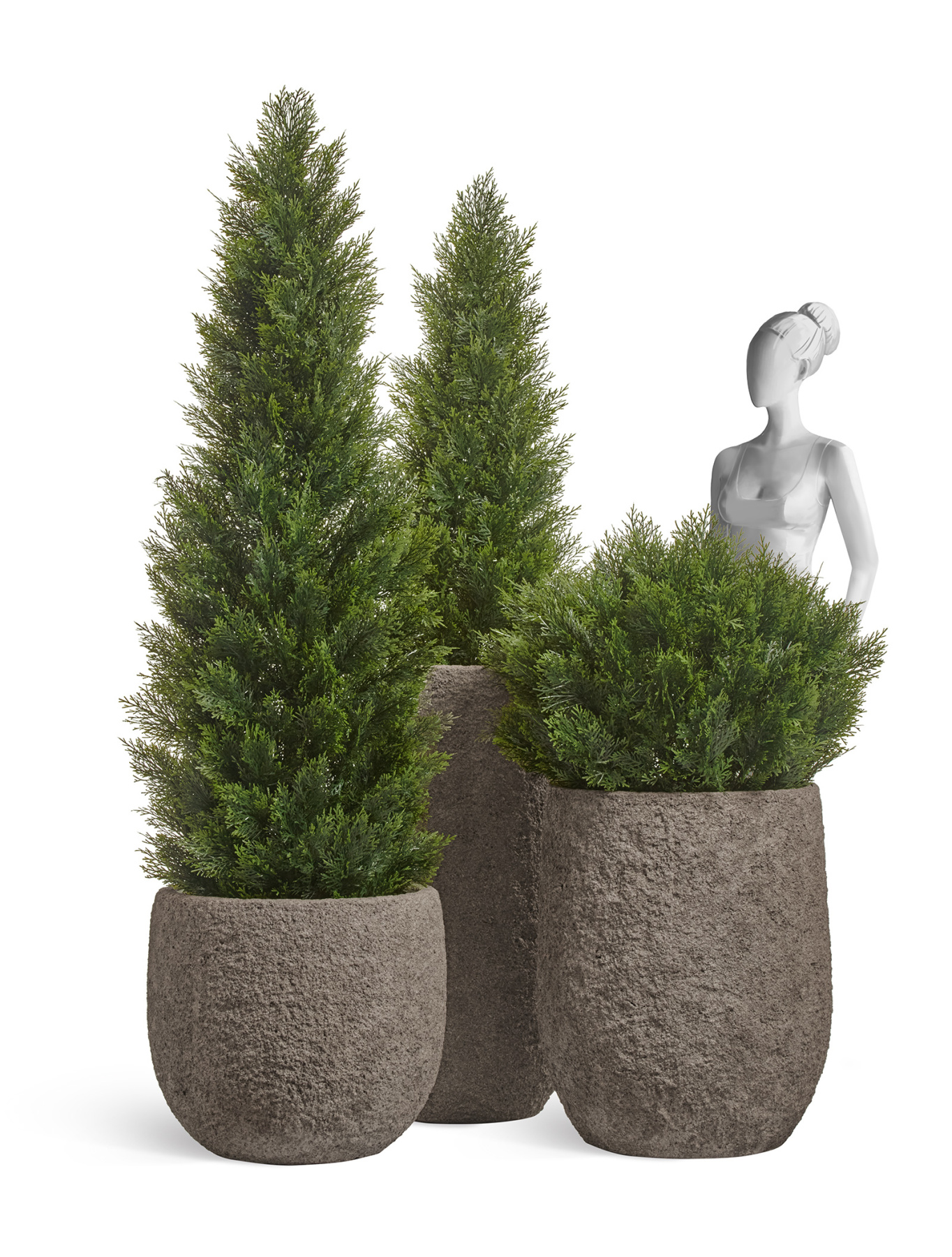 Кашпо TREEZ Effectory Terra Чаша middle серый беж в-68, д-55 см