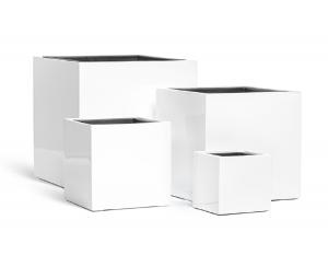 Кашпо TREEZ Effectory Gloss куб Белый глянцевый лак 20х20х20 см 41.3320-05-033-WH-20