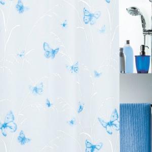 Штора для ванной комнаты PEVA BUTTERFLY голубая Bl, 180х200 см 1028191