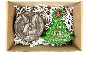 Подарочный набор с символом Нового Года 2023 Шоколадный Кролик "С Новым Годом!"