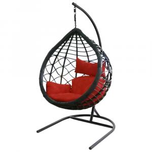 Кресло подвесное Вирджиния D3414-МТ002 цвет корзины черный, цвет подушки красный