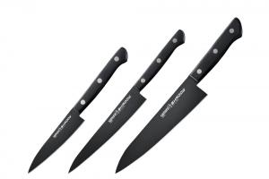 Набор из 3 ножей "Samura SHADOW" с покрытием Black-coating (1123 85) AUS-8 ABS пластик SH-0220/A 118349SMR