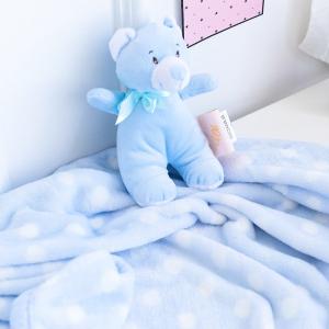 Детский плед и мягкая игрушка Тедди (голубой) 100х150 см