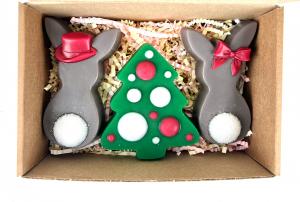 Подарочный набор "С Новым Годом" с мылом ручной работы "Кролик-мальчик и Кролик-девочка с ёлочкой" 200 гр