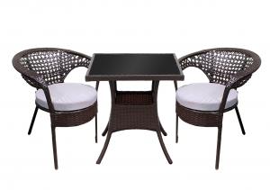 Набор мебели Монреаль мини New  (2 кресла с подушкой+стол 60х60см 2 уп., ротанг коричневый), Т-97В, у-461