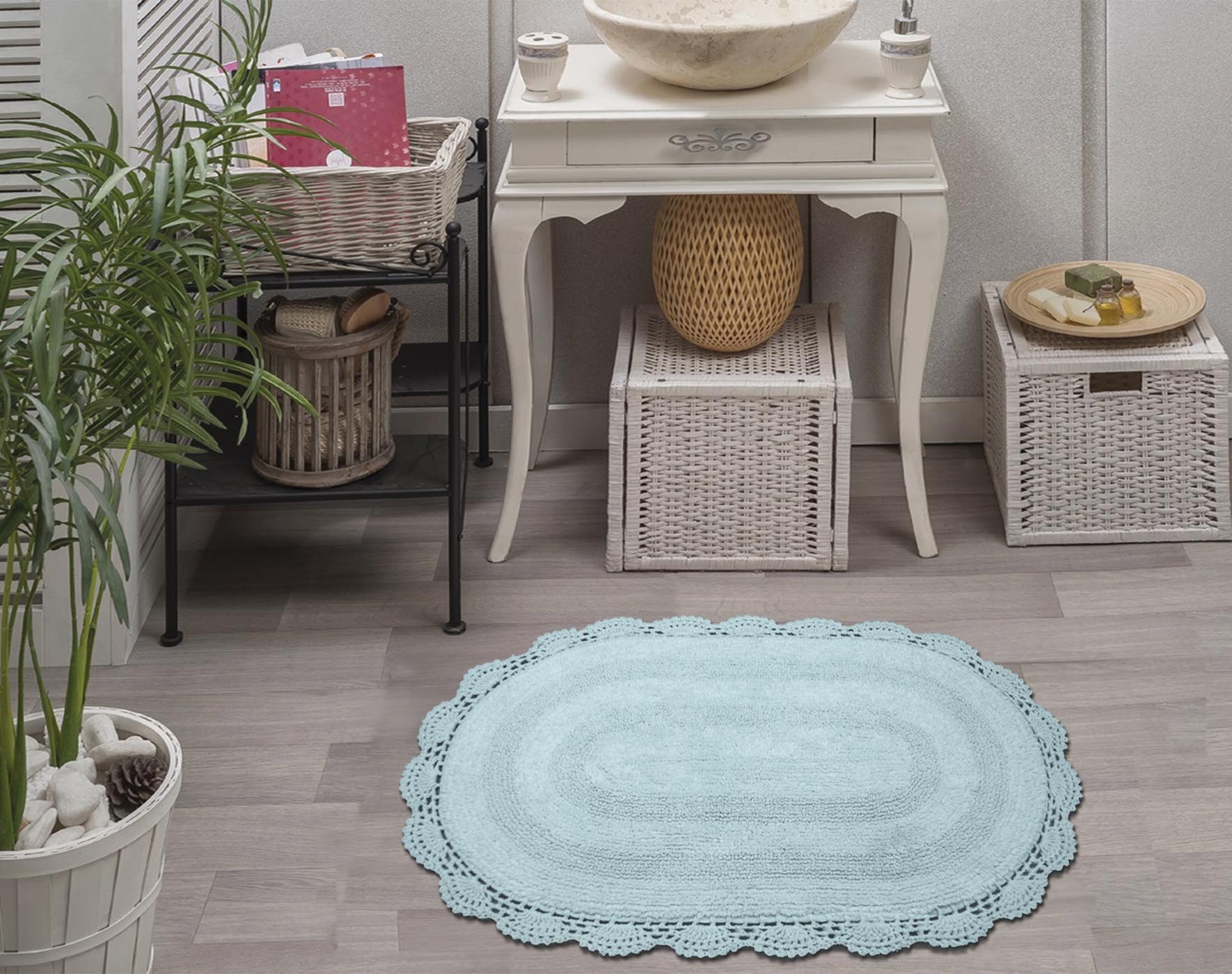 DIANA (ментол) Набор ковриков для ванной кружевной 50х80 и 45х60 см S.105