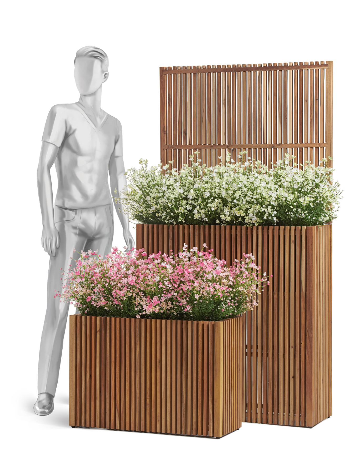 Кашпо TREEZ Effectory Timberline Высокий дивайдер + Стенка Тёмное дерево 86x33, в-90/165 см 1/1