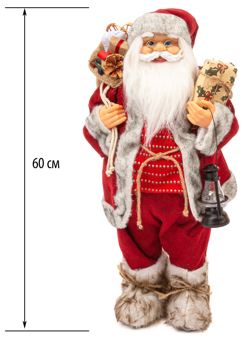 Новогодняя фигурка Дед Мороз 60 см  с фонарем M39