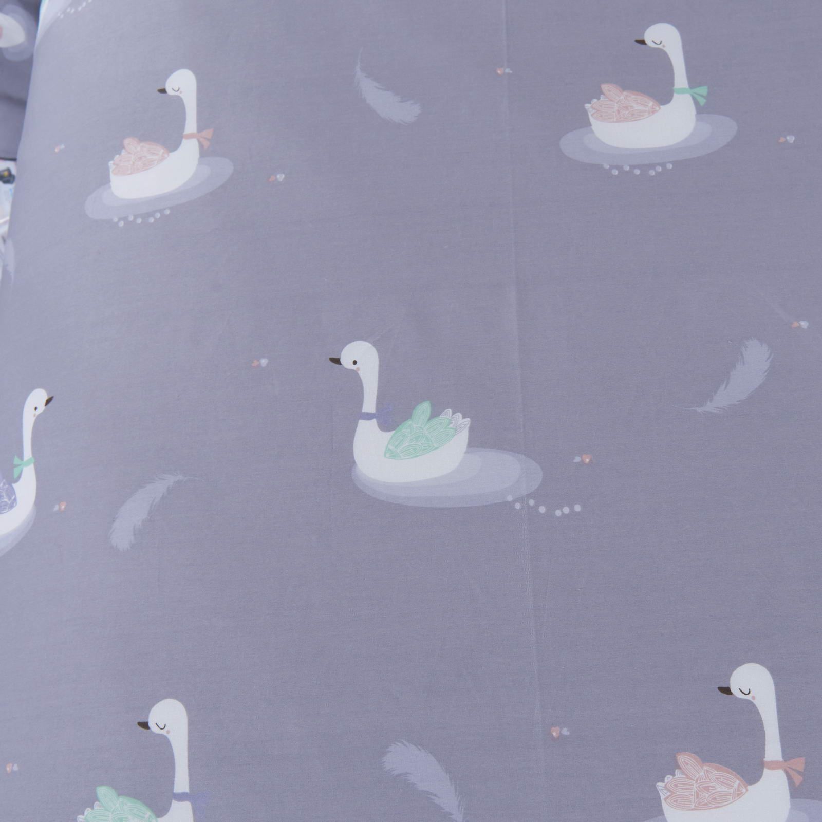Детский комплект постельного белья Лебедь (серый)
