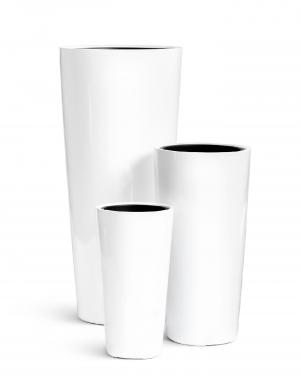 Кашпо TREEZ Effectory Gloss Высокий конус Белый глянцевый лак в-45 см, д-23 см 41.3319-05-022-WH-45
