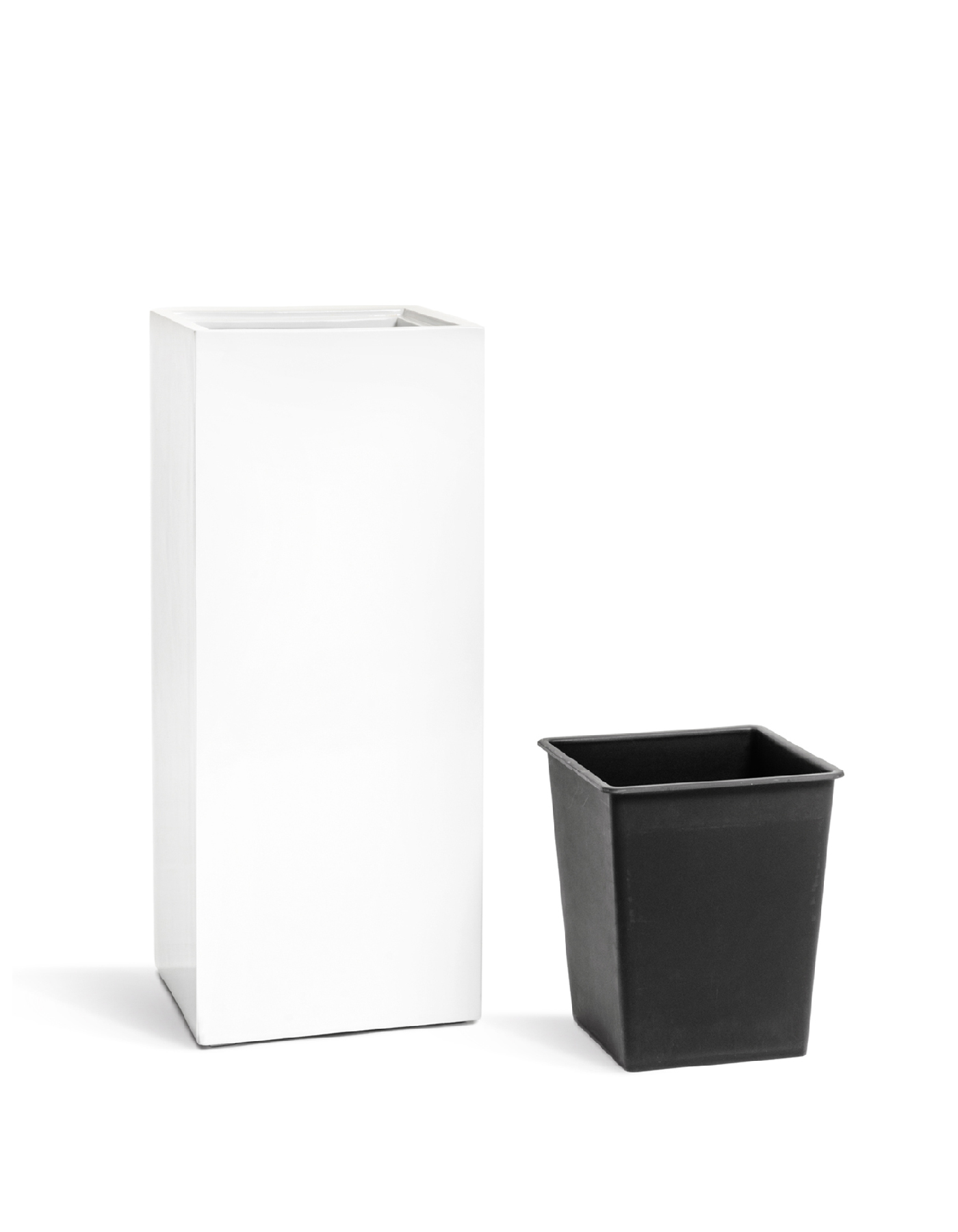 Кашпо TREEZ Effectory Gloss Высокий куб Белый глянцевый лак в-60 см, 31х31 см 1/1 41.3320-05-034-WH-60