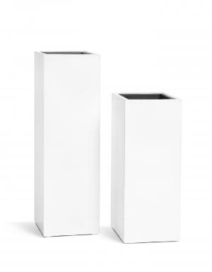 Кашпо TREEZ Effectory Gloss Высокий куб Белый глянцевый лак в-60 см, 31х31 см 1/1 41.3320-05-034-WH-60