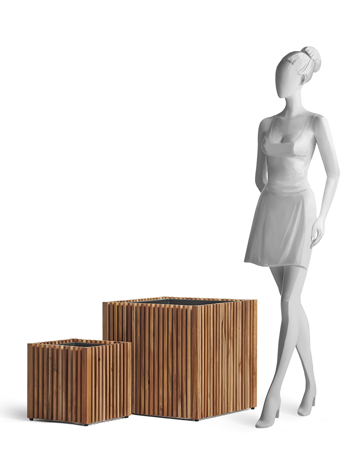 Кашпо TREEZ Effectory Timberline Куб Тёмное дерево 33х33, в-33 см