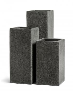Кашпо TREEZ Effectory Stone Высокий куб Тёмно-серый камень 31х31 см, в-60 см 41.33-01-22-087-GR-060