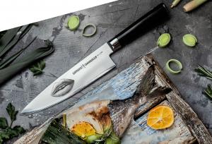 Нож кухонный "Samura DAMASCUS" Шеф 200 мм G-10 дамаск 67 слоев (с тату) S/A_steel knife 118367SMR