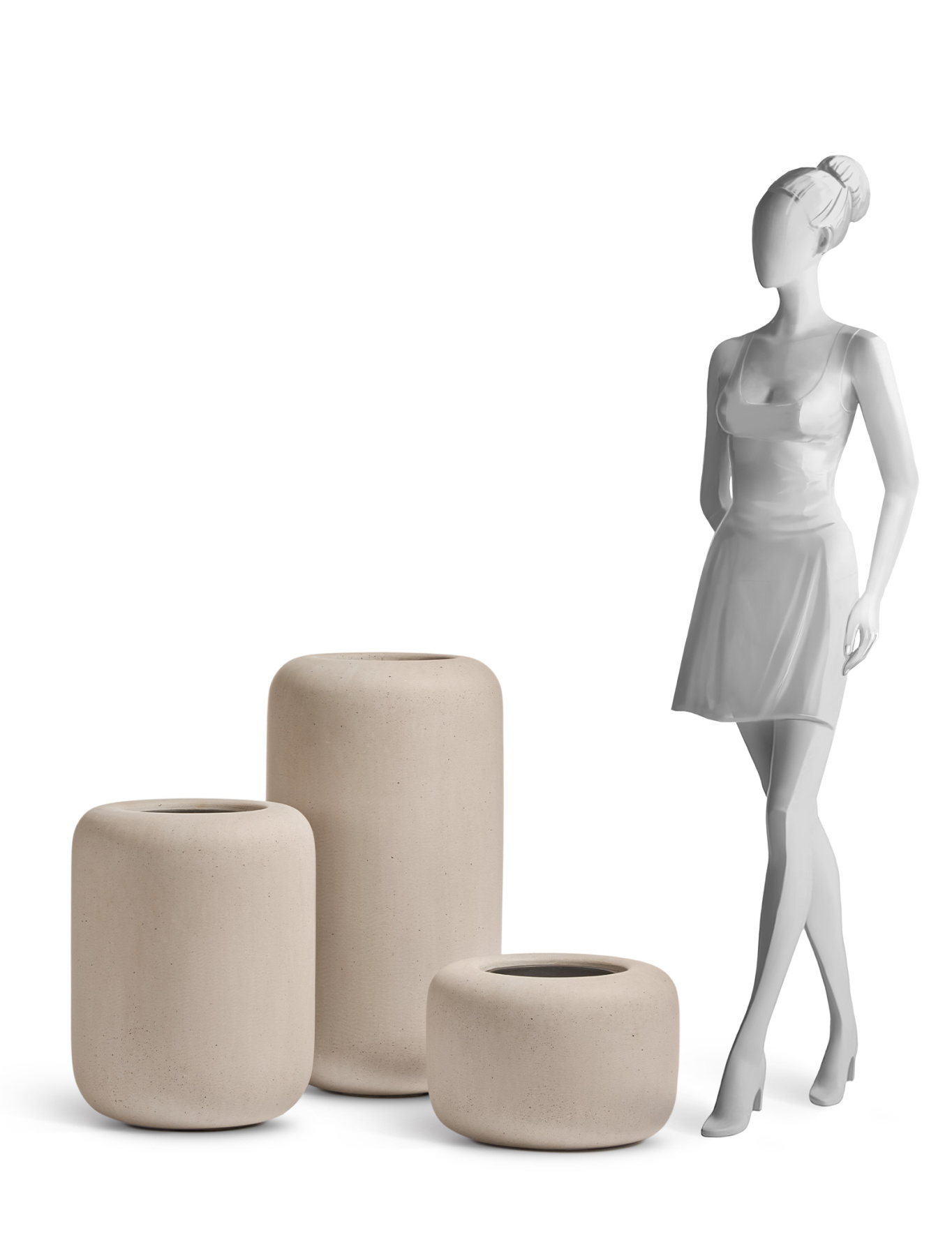Кашпо TREEZ Effectory Beton Bionic - Ton Белый песок в-75 см, д-41 см