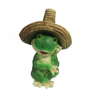 Садовая фигура "Лягушка в соломенной шляпе" L11W12H16,5, 713646/F724