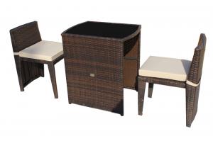 Набор мебели Рондо  1 уп. (стол+2 кресла ротанг коричневый, подушки бежевые), SFS046