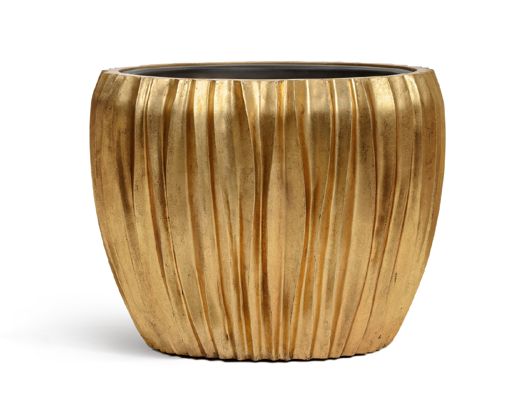 Кашпо TREEZ Effectory Metal Чаша Design Wave Сусальное золото в-32, д-38 см 41.33-07-22-085-GLD-38