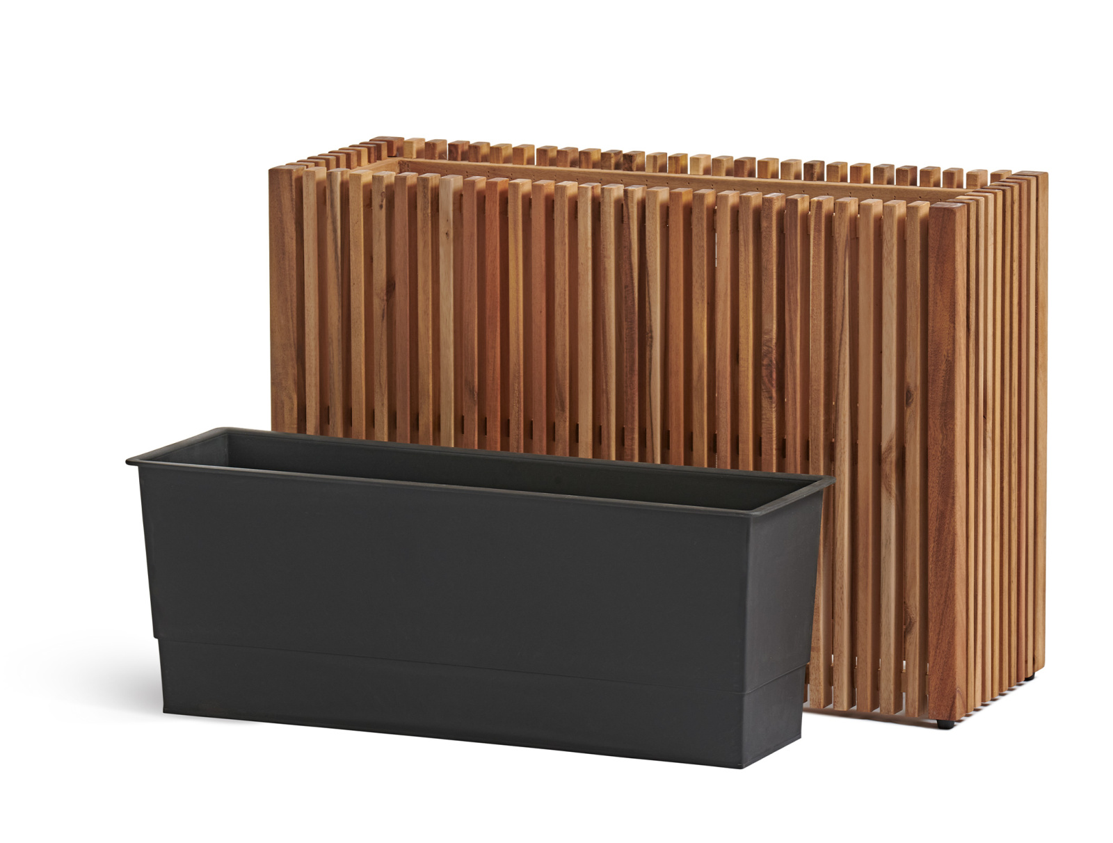 Кашпо TREEZ Effectory Timberline Низкий узкий дивайдер Тёмное дерево 73x27, в-50 см 1/1