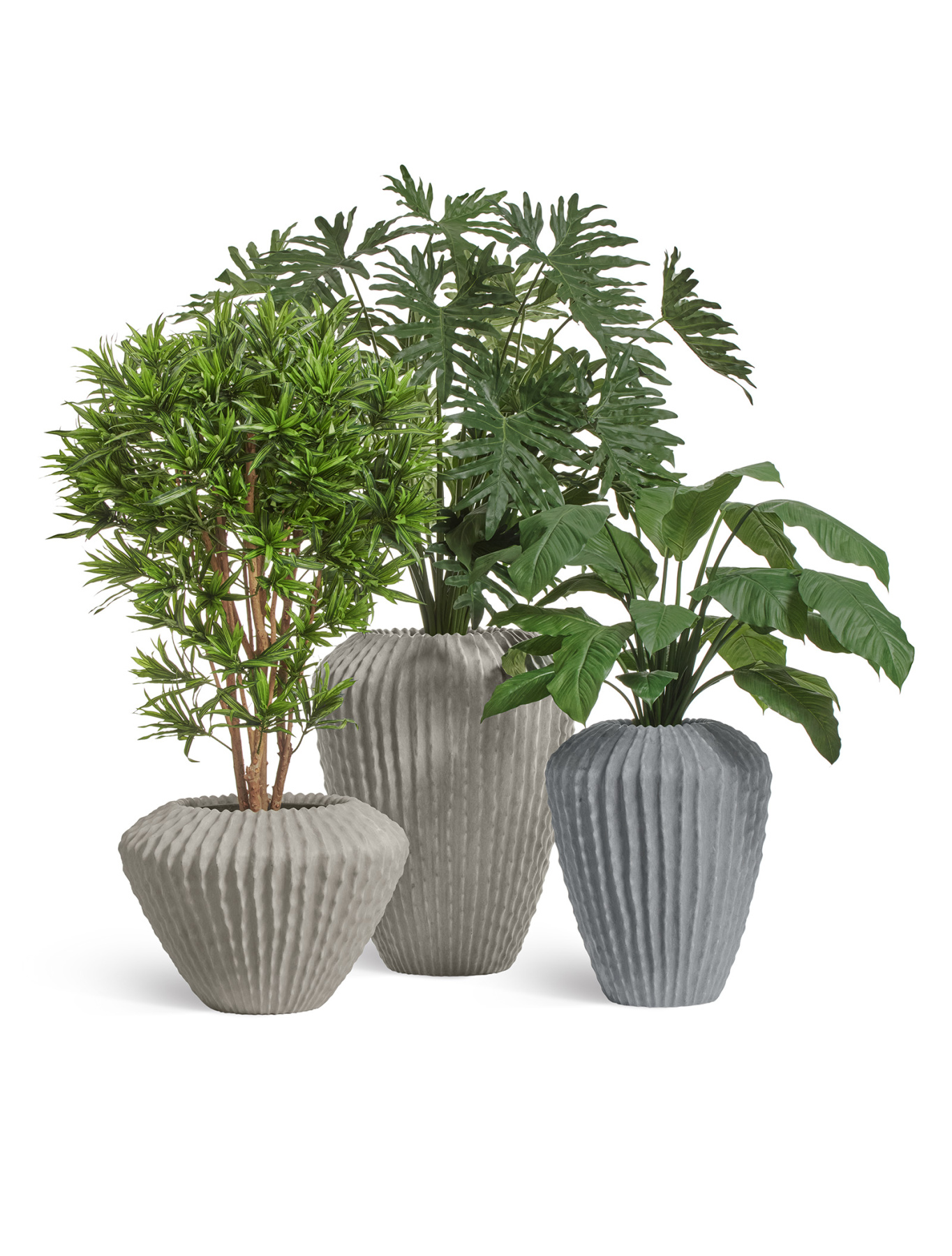 Кашпо TREEZ Effectory Moho Высокий Design-конус Белый песок в-85, д-66 см (больш. тех.горшок)