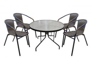 Набор мебели Марсель  (4 кресла+стол Ø100см, каркас черн, ротанг желто-черный), WR2719, ZRTA053-01