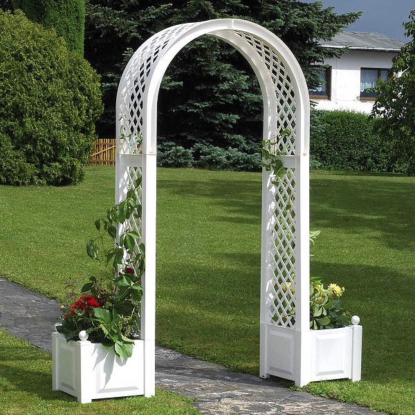 Садовая арка с ящиком для растений, белая 37601