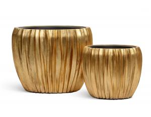 Кашпо TREEZ Effectory Metal Чаша Design Wave Сусальное золото в-32, д-38 см 41.33-07-22-085-GLD-38