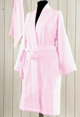 Женский махровый халат SENSE 1043, розовый, размер L-XL