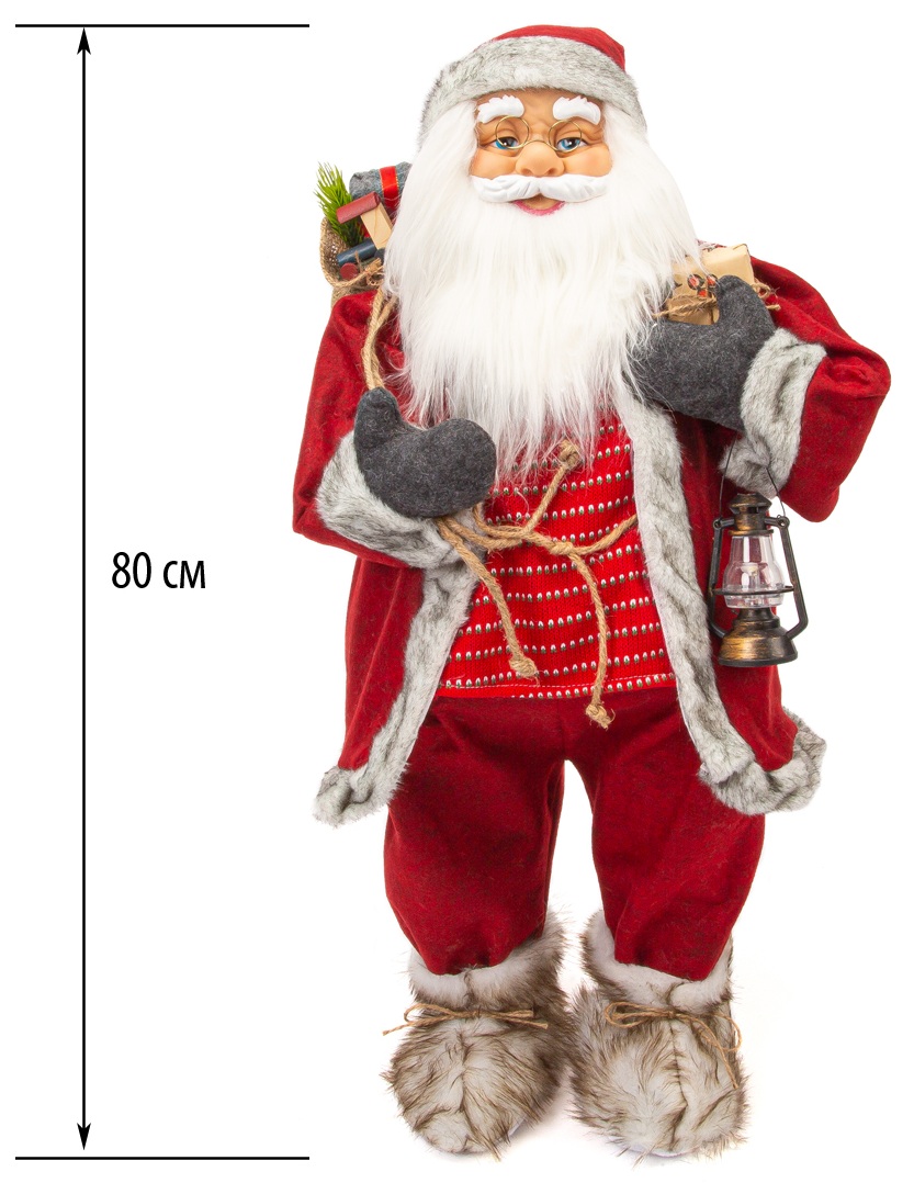 Новогодняя фигурка Дед Мороз 80 см с фонарем M40